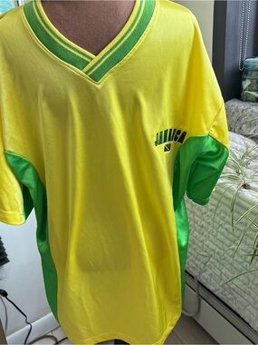 Yellow & Green Jamaica V-Neck Soccer Jersey
